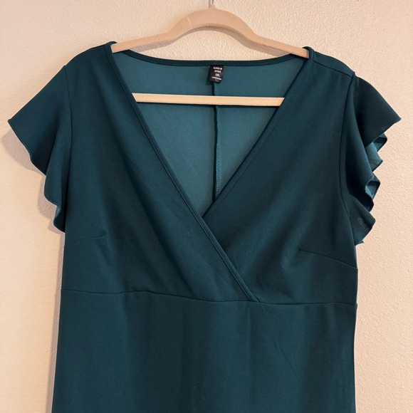 SHEIN Teal Green Ruffled Midi Dress Size 1X Never Worn NWOT - Picture 2 of 8